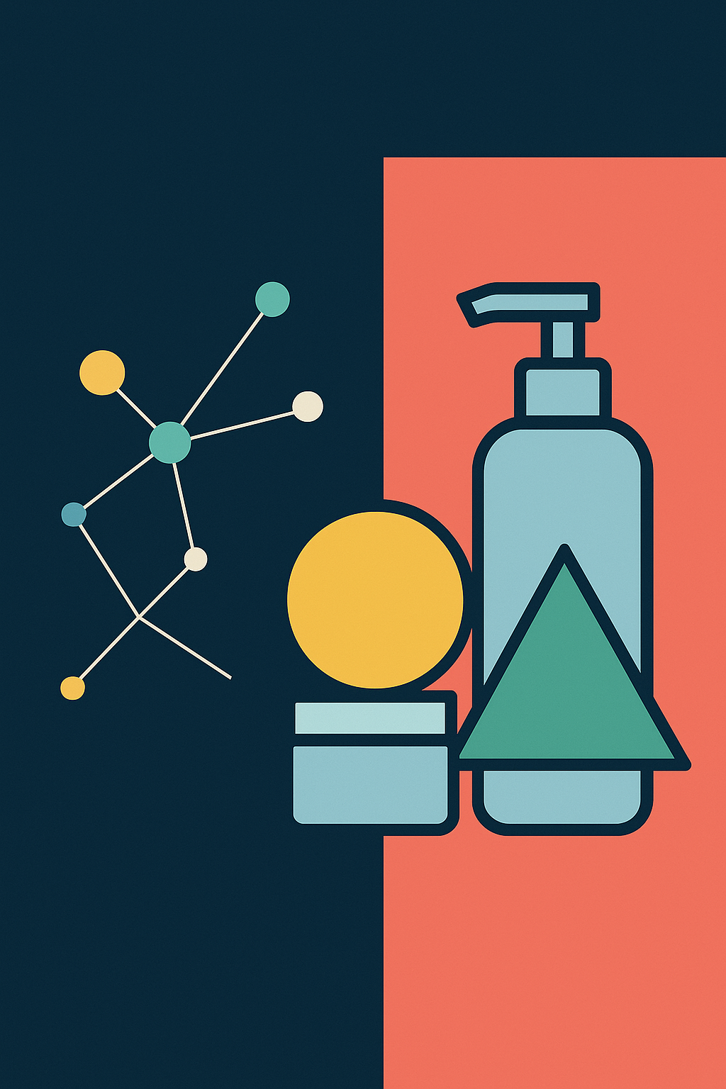 Assorted premium skincare products displayed with modern artistry