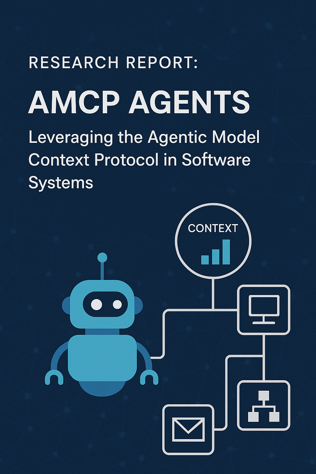 Schematic illustration of an AMCP agent, context protocol, and software systems interaction