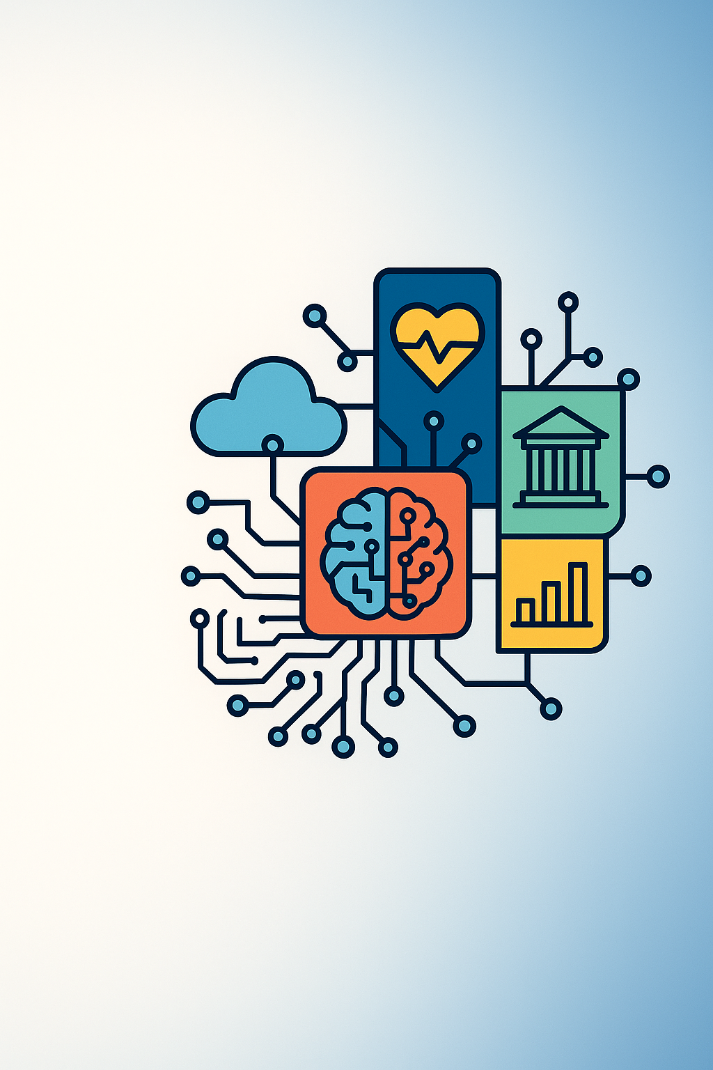 Imagen temática del informe sobre la industria de la IA y evaluación de apps