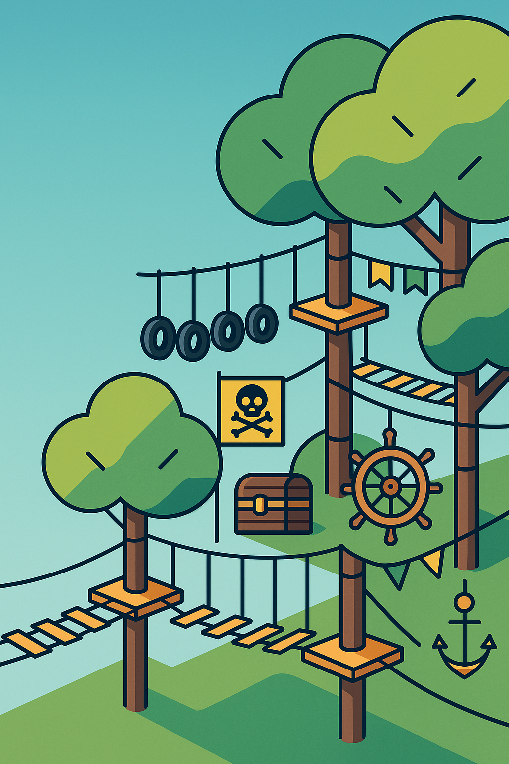 Pirate-themed aerial adventure park in the Old Port of Montreal