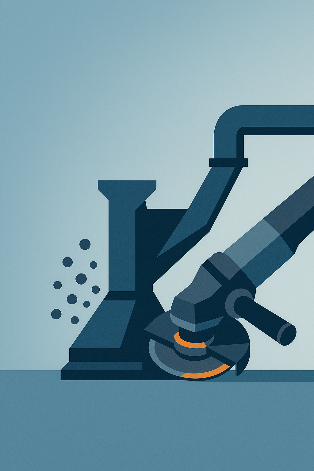 Dust shrouds for angle grinders on a workbench