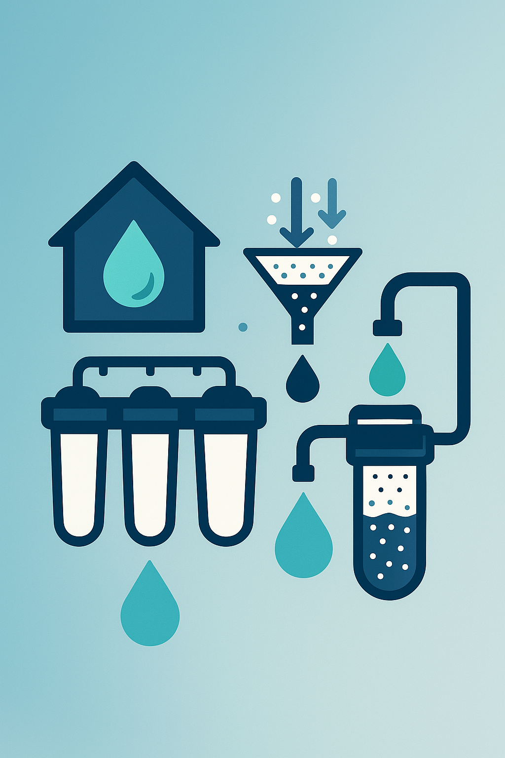 Modern home water filtration systems illustration