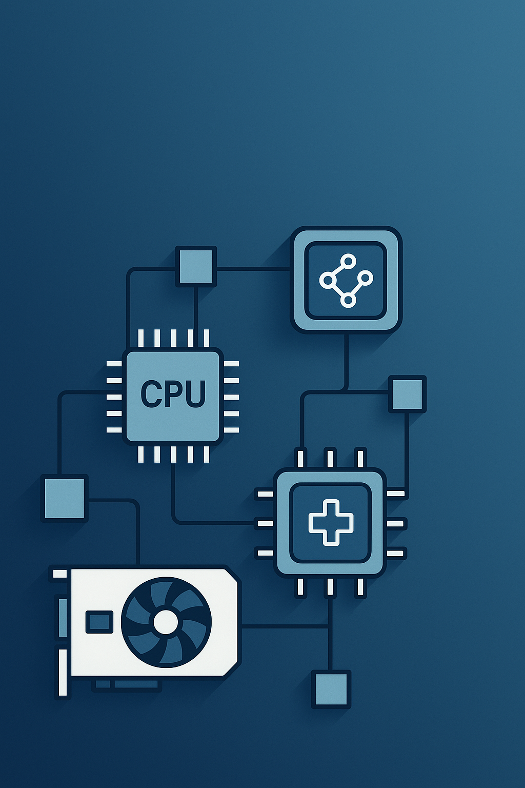 Abstract hardware and AI theme for chip comparison